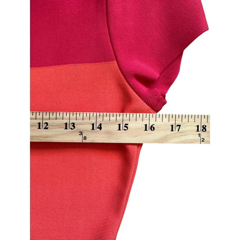 Retro BCBGMAXAZRIA Colorblock Bandage Dress M Pink Orange Bodycon Mini Zip Back - Picture 5 of 7